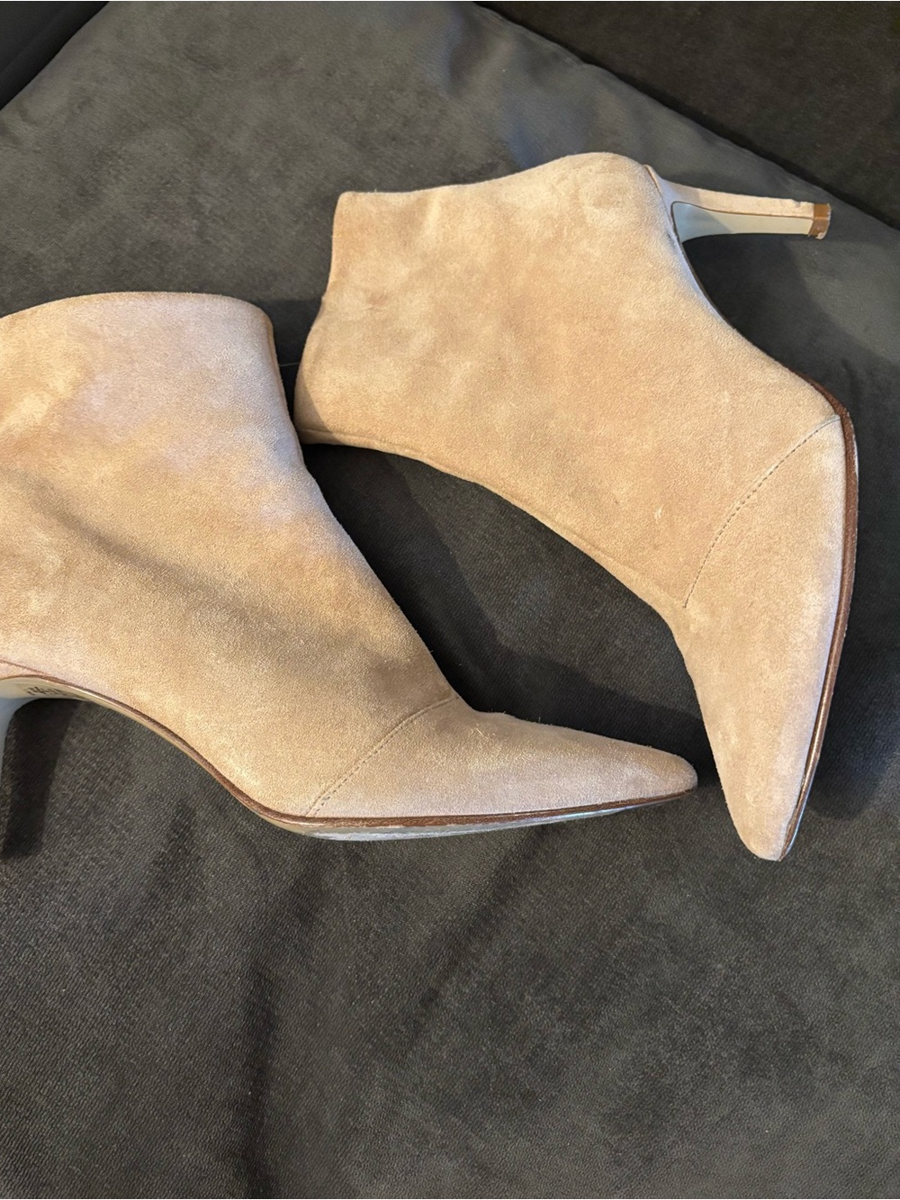 rag & bone Beige Suede Pointed-Toe Ankle Booties